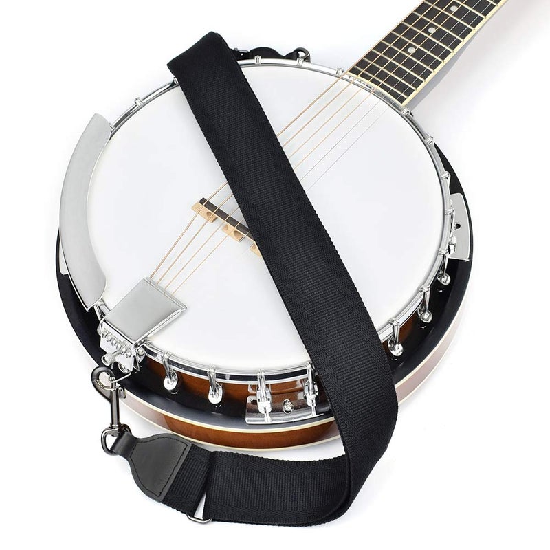 CLOUDMUSIC Banjo Strap Guitar Strap For Handbag Purse Jacquard Woven With Leather Ends And Metal Clips(Black) - Image 4